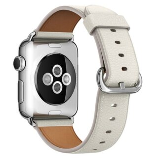 iKi Apple Watch 42mm / 41mm / 40mm Classic bőr szíj - fehér