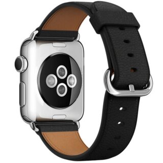 iKi Apple Watch 42mm / 41mm / 40mm Classic bőr szíj - fekete