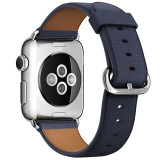 iKi Apple Watch 46mm / 45mm / 44mm / Ultra 49mm Classic bőr szíj - sötétkék