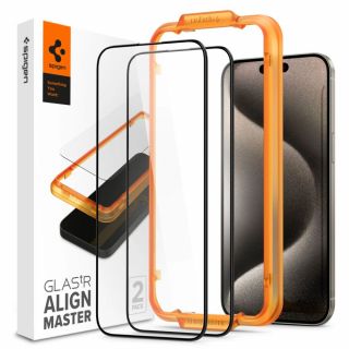 Spigen GLAS.tR Align Master iPhone 15 Pro Max teljes kijelzővédő üvegfólia felhelyezőkerettel - 2db
