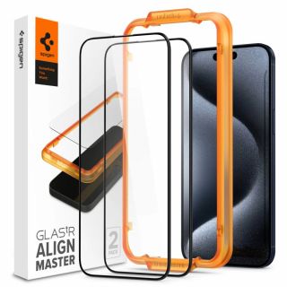 Spigen GLAS.tR Align Master iPhone 15 Pro teljes kijelzővédő üvegfólia felhelyezőkerettel - 2db