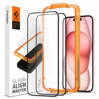 Spigen GLAS.tR Align Master iPhone 15 Plus teljes kijelzővédő üvegfólia felhelyezőkerettel - 2db