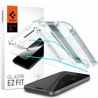 Spigen GLAS.tR EZ Fit iPhone 15 kijelzővédő üvegfólia felhelyezőkerettel - 2db