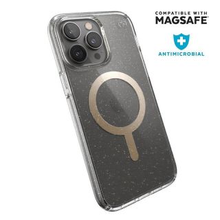 Speck Presidio Perfect Clear Glitter MagSafe iPhone 14 Pro Max ütésálló hátlap tok - átlátszó/arany