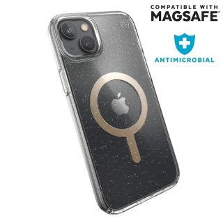 Speck Presidio Clear Glitter MagSafe iPhone 14 Plus ütésálló hátlap tok - átlátszó csillámos/ arany