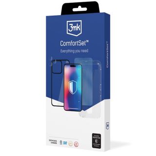 3mk Comfort Set 4in1 iPhone 15 Pro Max szilikon hátlap tok + kijelzővédő üveg + kamerasziget lencsevédő üvegfólia + felhelyező
