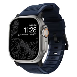 Nomad Rugged Apple Watch 46mm / 45mm / 44mm / Ultra 49mm szilikon szíj - kék/ fekete