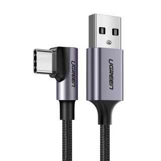 Ugreen US284 USB-C - USB-A derékszögű kábel 3A 2m - fekete