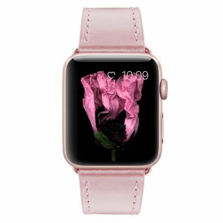 iKi Apple Watch 41mm / 40mm / 38mm Metal Bőr szíj - rózsaszín