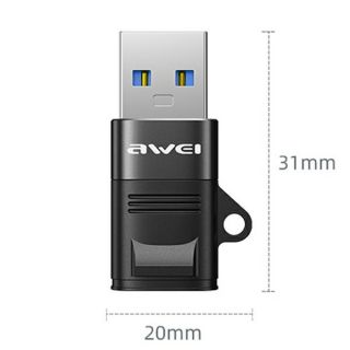 Awei CL-13 USB-C - USB-A adapter - fekete