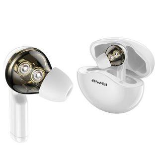 Awei T12 TWS vezeték nélküli Bluetooth fülhallgató + töltőtok - fehér