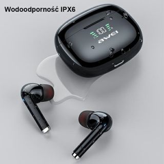 Awei TA8 TWS Bluetooth vezeték nélküli fülhallgató + töltőtok - fekete