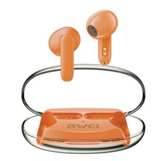 Awei T85 ENC TWS vezeték nélküli Bluetooth 5.3 fülhallgató + töltőtok - narancssárga