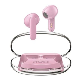 Awei T85 ENC TWS vezeték nélküli Bluetooth 5.3 fülhallgató + töltőtok - rózsaszín
