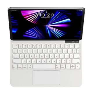 Baseus Brilliance Pro iPad Air 5 (2022) / Air 4 (2020) / Pro 11" (2021/2020/2018) kinyitható szilikon tok billentyűzettel (angol) + touchpanel - fehér