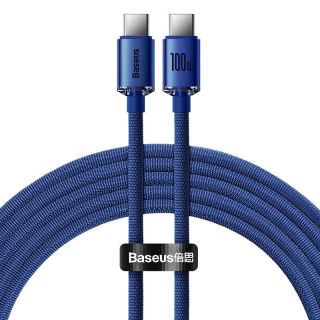 Baseus Crystal USB-C - USB-C kábel 100W 1,2m - kék