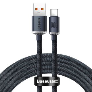 Baseus Crystal USB-C - USB-A kábel 100W 2m - fekete