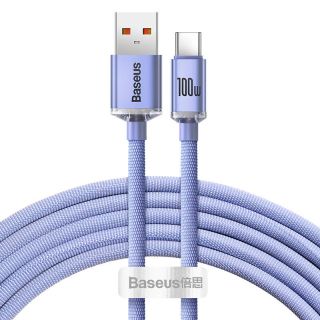 Baseus Crystal USB-C - USB-A kábel 100W 2m - rózsaszín