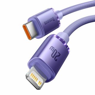 Baseus Crystal Shine PD20W Lightning - USB-C kábel 120cm - lila