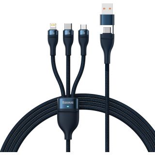 Baseus Flash Series 2 Lightning - USB-C - Micro-USB - USB-A kábel 100W 1,2m - kék