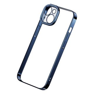 Baseus Glitter iPhone 14 kemény hátlap tok + kijelzővédő üvegfólia - kék/átlátszó