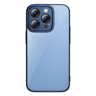 Baseus Glitter iPhone 14 Pro Max kemény hátlap tok + kijelzővédő üvegfólia - kék/átlátszó