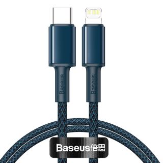 Baseus High Density Braided Lightning - USB-C kábel PD 20W 2m - kék