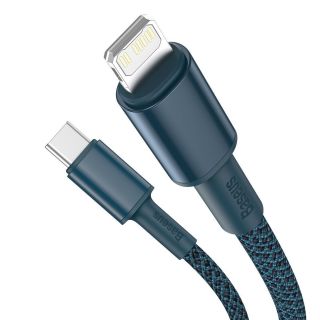 Baseus High Density Braided Lightning - USB-C kábel PD 20W 2m - kék