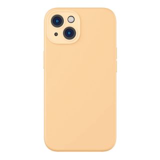 Baseus Liquid Silica iPhone 14 szilikon hátlap tok + kijelzővédő üvegfólia - sárga