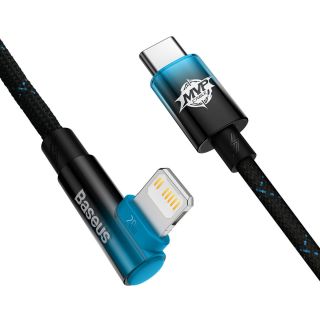 Baseus MVP 2 Elbow Lightning - USB-C derékszögű kábel PD 20W 1m - kék