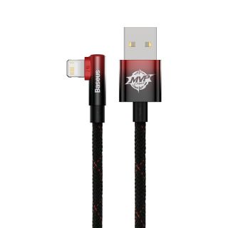 Baseus MVP 2 Elbow Lightning - USB-A derékszögű kábel 2,4A 1m - piros