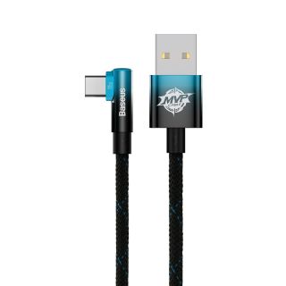 Baseus MVP 2 Elbow USB-C - USB-A derékszögű kábel PD 100W 5A 1m - kék