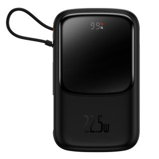 Baseus Qpow Powerbank 10000mAh kijelzővel 22,5W QC külső akkumulátor + USB-C kábel - fekete