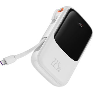 Baseus Qpow Powerbank 10000mAh 22,5W külső akkumulátor + USB-C kábel - fehér
