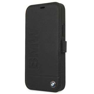 BMW BMFLBKP12SSLLBK iPhone 12 mini kinyitható bőr tok - fekete