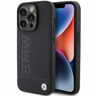 Bmw BMHCP15LSLLBK iPhone 15 Pro bőr hátlap tok - fekete
