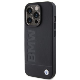 Bmw BMHMP15LSLLBK MagSafe iPhone 15 Pro bőr hátlap tok - fekete