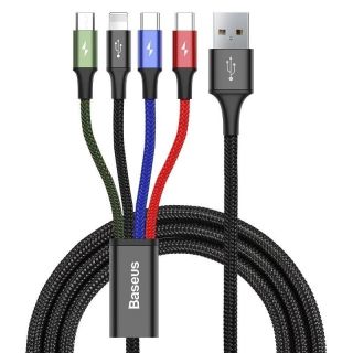 Baseus Lightning - 2xUSB-C - Micro-USB - USB-A kábel 1,2m - fekete