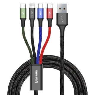 Baseus Lightning - USB-C - 2x Micro-USB USB-A kábel 1,2m - fekete