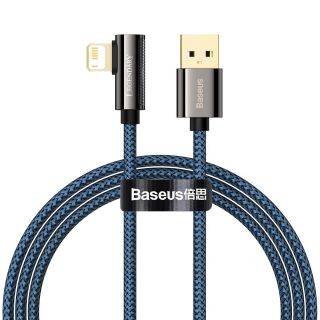 Baseus Legend Series Lightning - USB-A derékszögű kábel 2,4A 1m - kék