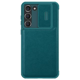 Nillkin Qin Leather Pro Samsung Galaxy S23+ Plus bőr hátlap tok + kameravédő - zöld