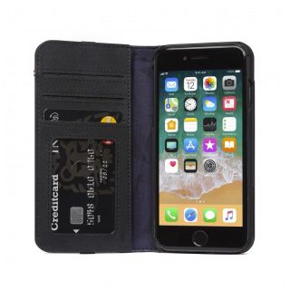 Decoded Leather Wallet iPhone SE / 8 / 7 kinyitható bőr tok - fekete