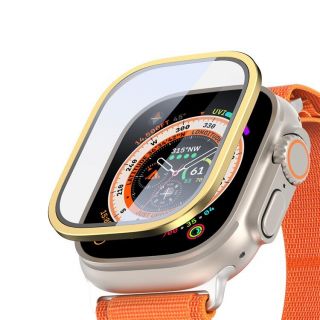 Dux Ducis Flas Apple Watch Ultra 49mm kijelzővédő üvegfólia alumínium kerettel - arany