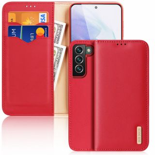 DuxDucis Hivo Samsung Galaxy S22+ Plus ütésálló kinyitható bőr tok - piros
