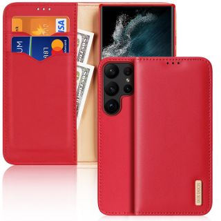 DuxDucis Hivo Samsung Galaxy S23 Ultra kinyitható bőr tok - piros