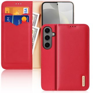 Dux Ducis Hivo Samsung Galaxy S24+ Plus ütésálló kinyitható bőr tok - piros