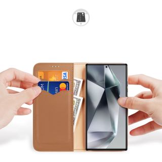 Dux Ducis Hivo Samsung Galaxy S24 Ultra ütésálló kinyitható bőr tok - barna