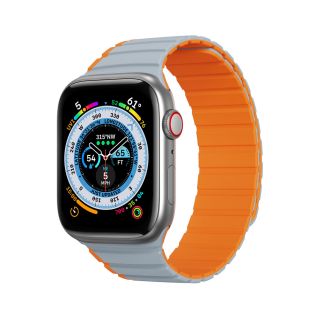 DuxDucis Magnetic LD Apple Watch 41mm / 40mm / 38mm szilikon szíj - szürke/narancssárga