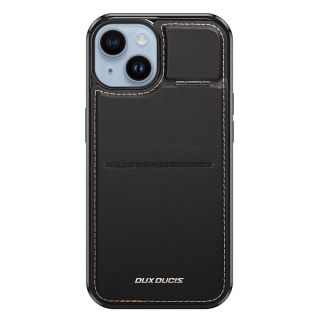 DuxDucis Rafi Mag MagSafe iPhone 14 Plus bőr hátlap tok + állvány - fekete