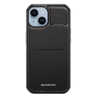 Dux Ducis RFID Rafi Mag MagSafe iPhone 15 Pro bőr hátlap tok kitámasztóval - fekete